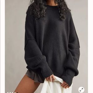 Free People Black Crew Neck Sweater